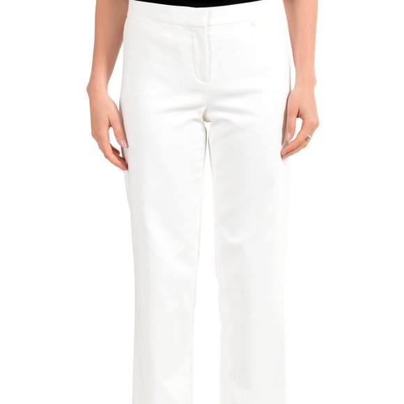 Versace Women's White Flat Front Pants